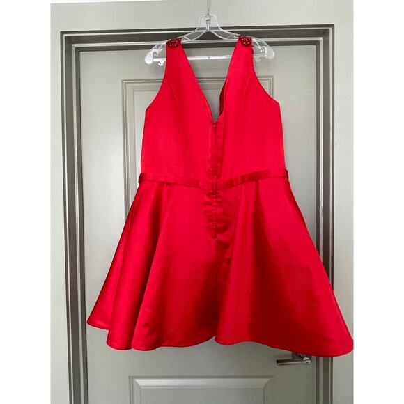 Rachel ALLAN 4814 Curves Fit & Flare Cocktail Mini Skirt Dress Size 22 Red - Picture 4 of 5